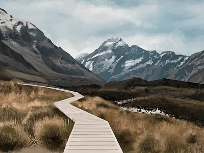 Landscape exercise digital digital painting draw illustration landscape mountains nature outside