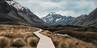 Landscape exercise digital digital painting draw illustration landscape mountains nature outside