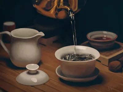 Tea serenity digital digital painting draw illustration still life tea kettle