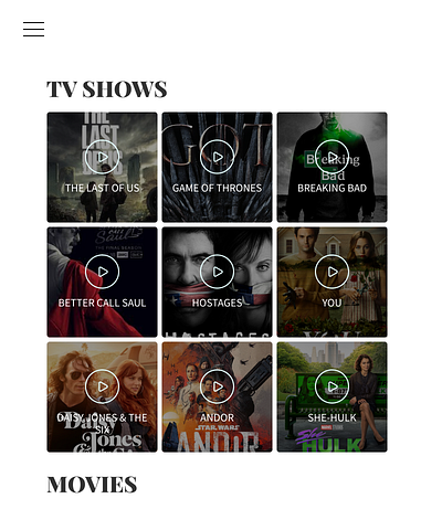 Movie / TV Show Grid Layout app design graphic design ui ux
