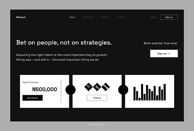 Recreut website - Recruitment Landing Page app design illustration ui ux