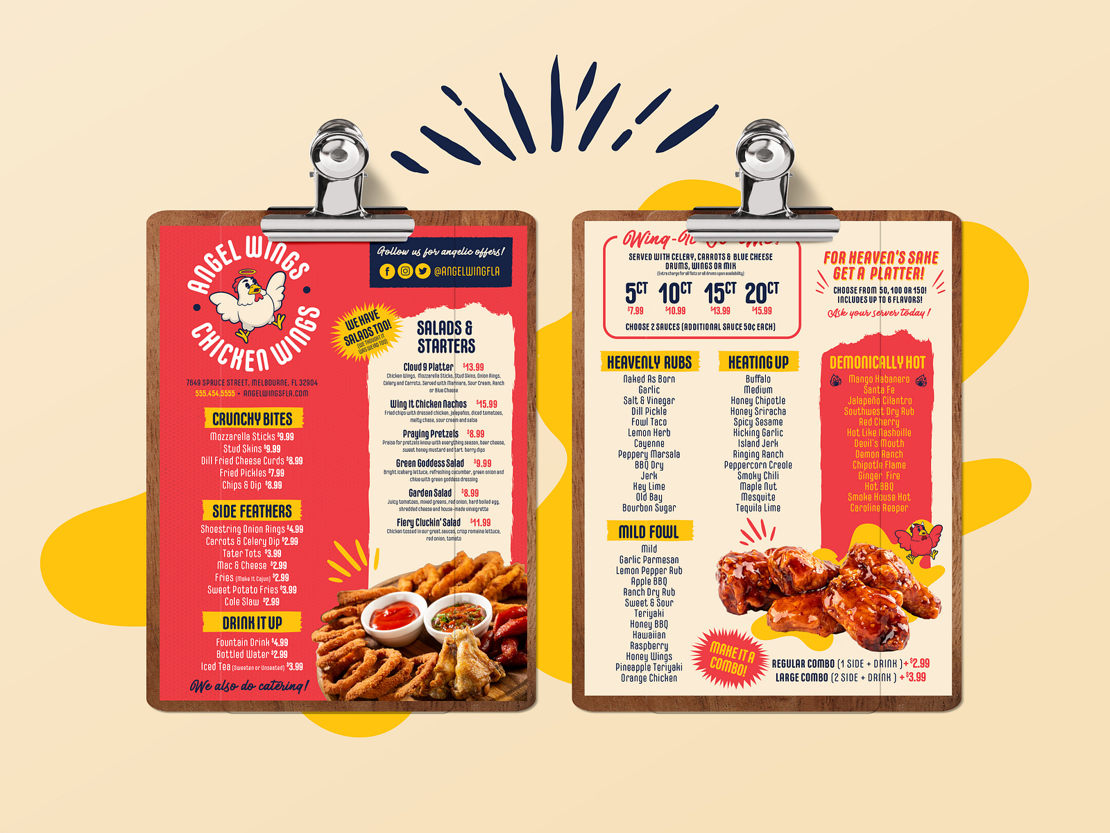 Angel Wing Menu Design by Erin Feldman Designs on Dribbble