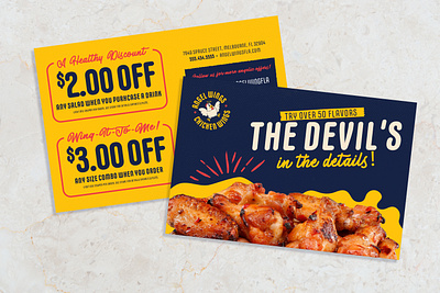 Angel Wing Direct Mail Coupons brand design branding catalog design direct mail graphic design logo design mailer design menu design print design