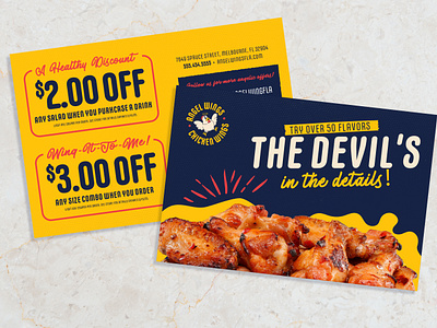 Angel Wing Direct Mail Coupons brand design branding catalog design direct mail graphic design logo design mailer design menu design print design