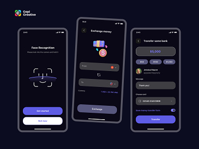 Mee Bank - Dark User Interface - Mobile App Design app app design banking capi creative dark ui darkmode design internet banking mobile mobile design ui user interface