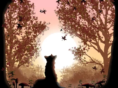 Fall Fox design digital digital painting illustration