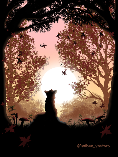 Fall Fox design digital digital painting illustration