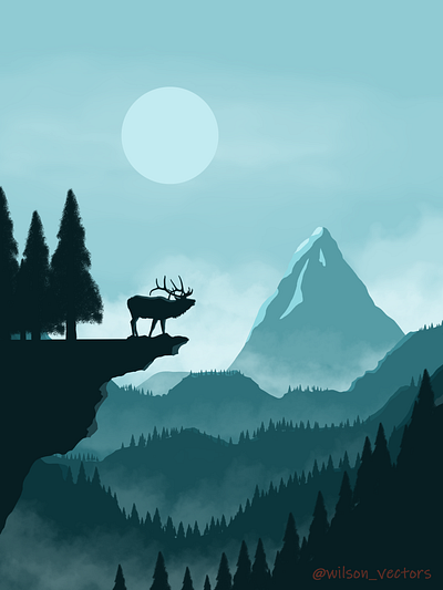 The Elk digital digital painting draw elk illustration nature