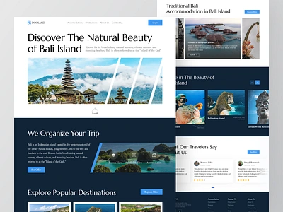 Dooland - Travel Landing Page bali bali island design destination garuda wisnu kencana holiday homepage kelingking beach landing page nusa dua traditional bali travel landing page travel website ui ui design uiux vacation web web design website