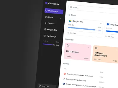 Cloudobox-Cloud Storage💾 analytics cloud cloud computing cloud dashboard cloud system dashboard dropbox file manager file sharing file upload folder google drive saas storage storage system ui ux web web app web design