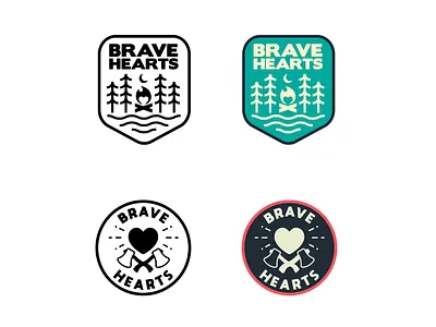 Campers logo axe branding brave camp camping design emblem fireplace forest heart illustration logo nature outdoor trees