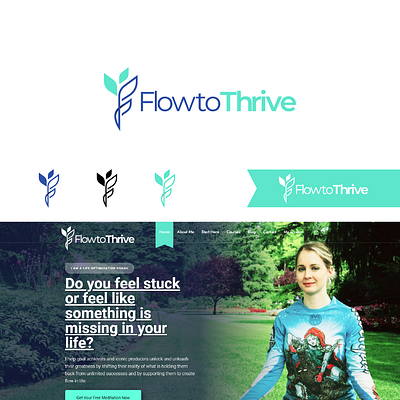 Flow to Thrive growth health leaf logo design logo vintage medical medicine thrive wellness yoga
