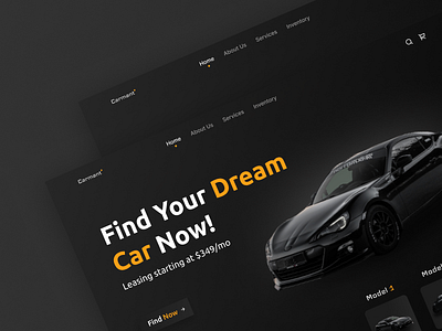 Car Dark UI Design Concept brand identity branding cars color concept dark mode dark theme inspiration landing page models website modern simple typography ui uiux ux website