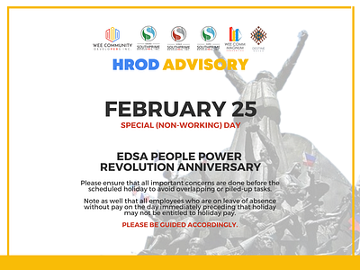 HROD Holiday Advisory - Wee Community Developers, Inc.