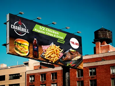 Billboard Design for Restaurant. 2d 3d 3dmockup adobe illustrator adobe photoshop billboard design branding burger cold drink creative design fiverr fries graphic design illustration logo restaurant signage upwork vector