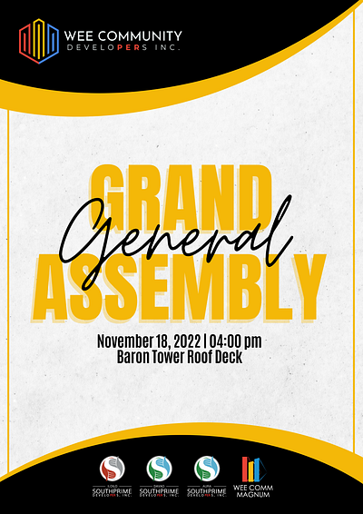 Grand General Assembly - Wee Community Developers, Inc. branding design graphic design poster