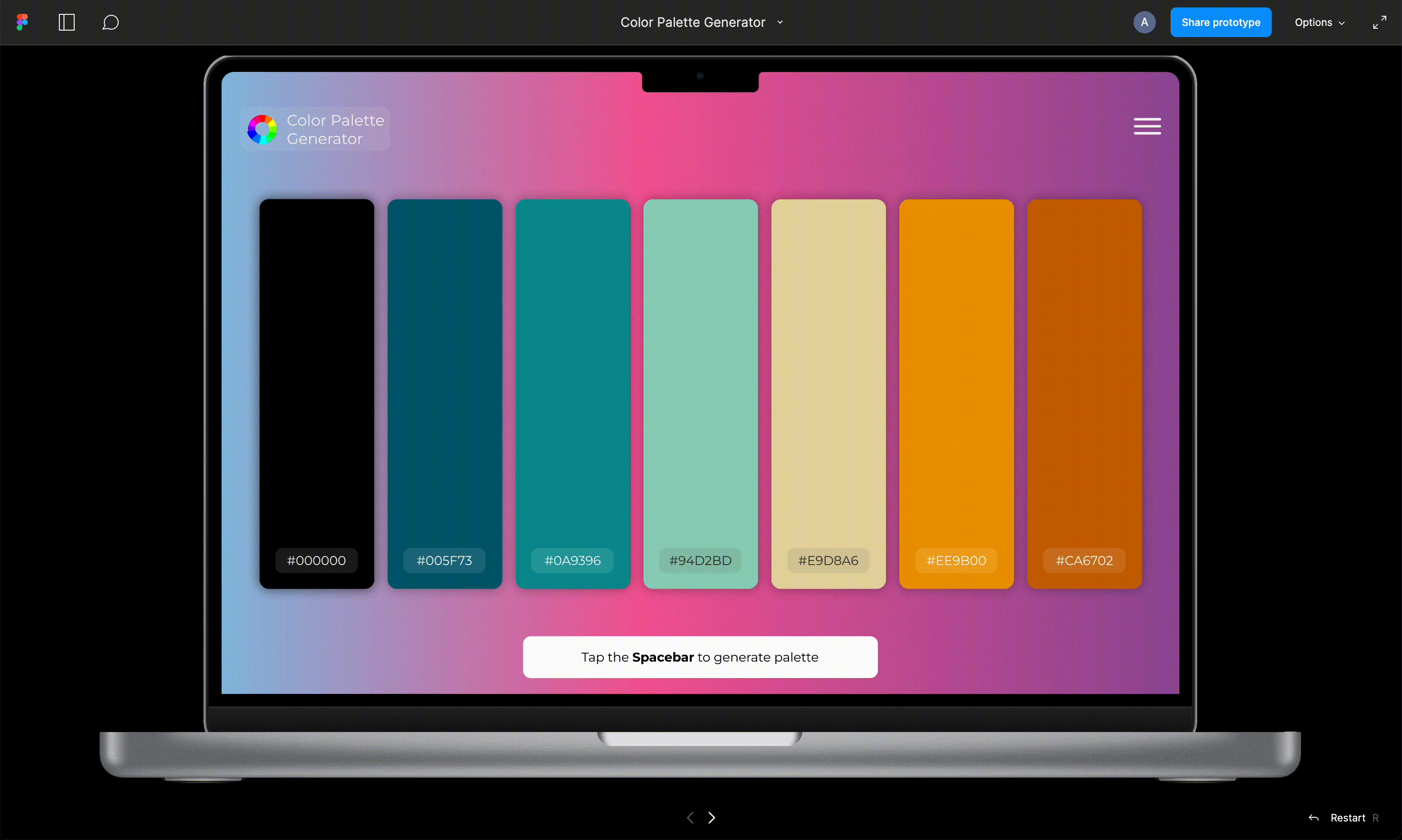Color Palette Generator 🎨 animation app design illustration motion graphics product design ui ux