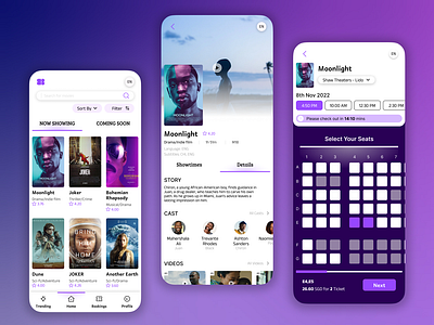 Theatral - a central place to watch films (Feedback Appreciated) app application design design system mobile movieapp typography ui ui design uiux ux design