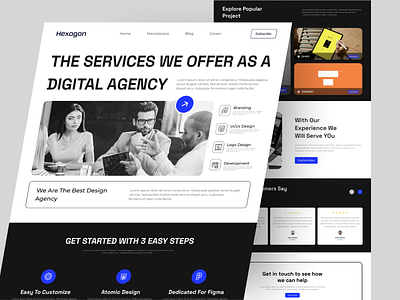 Hexagon - Branding Agency Landing Page agency agency website branding creative agency creative direction design digital agency home page landing page mobile website portfolio portfolio website responsive responsive website ui ux web web design website website design