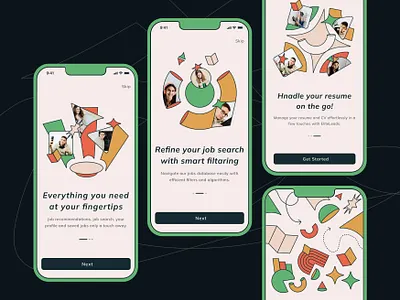 App Onboarding Screens app clean colorful design education illustration intro ios landing page minimal onboarding splash screen tm22b ui uiux web web design website
