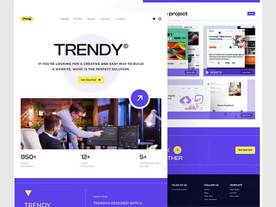 Trendy website landing page agency animation creative design digital agency landing page marketing modern website simple ui animation webpage website
