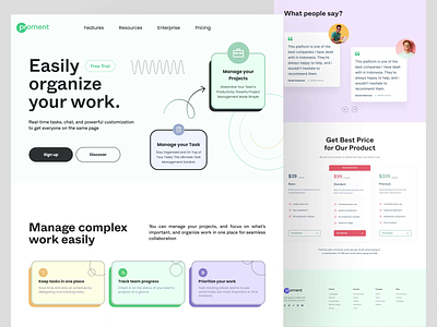 Manage your project ease. | Landing page design. business interface landing page manage mobile app organize your work planning productivity project management saas schedule task taskmanagement teamwork todolist track website