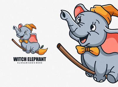 Witch Elephant Character Mascot character cute design elephant illustration logo mascot witch