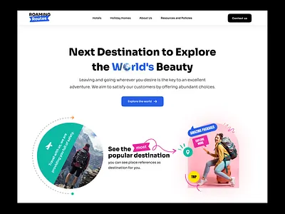 Roaming Routes Travel Landing Page agoda.com airbnb booking.com expedia goibibo hopper hotels.com makemytrip marriott bonvoy oyo travel website ui ux vacation rentals vrbo web design
