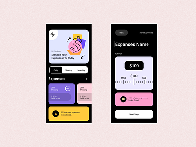 Expense Tracking App candycolours darkmode expense finance minimal pastels product tracking uidesign uiux vector