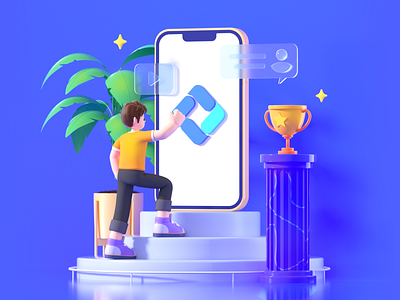 Trophy c4d design illustration