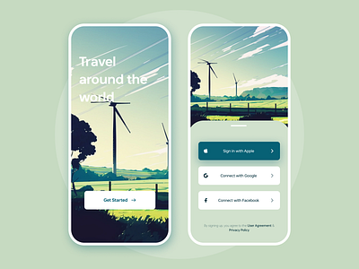 Travel around the world app design ui