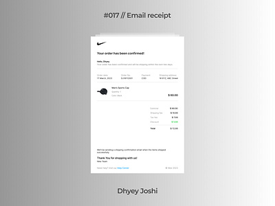 Day 017 - Email receipt branding community dailyui design designer email figma illustration logo mobile nike receipt ui ux website