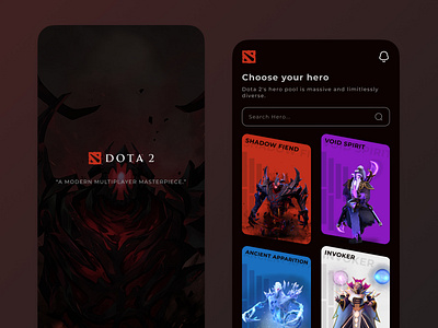 Dota 2 Mobile App Design Exploration design dota 2 dota2 exploration figma illustration mobile mobile design ui ui design uiux ux ux design