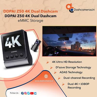 DDPAI Z50 4K dual dash camera 70mai best dash cam for car best dash cam in india dash cam dash camera dashcameras.in ddpai design illustration thinkware