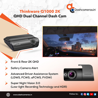 Thinkware Q1000 2K QHD Dual Channel Dash Cam 70mai best dash cam for car car dash cam dash camera dashcameras dashcameras.in thinkware