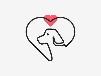 Pet care! brand branding care design dog heart icon illustration line art logo logo design love mark minimal monoline pet puppies puppy symbol vet
