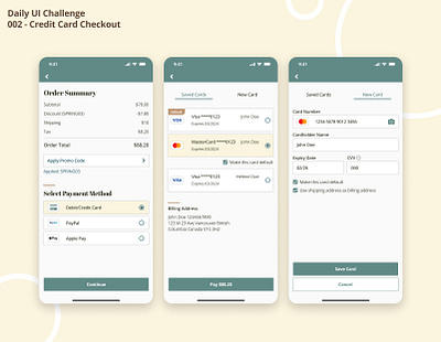 Credit Card Checkout check out page credit card dailyui mobile mobile app ui ui design uichallenge ux