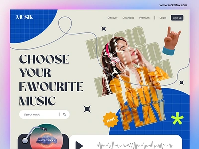 Discover the Beat: Our Music Landing Page Design branding color colorpalette creative design designthinking exploration fontselection graphic design innovative layoutdesign logo minimal music typography ui uiux userexperience userinterface visualdesign