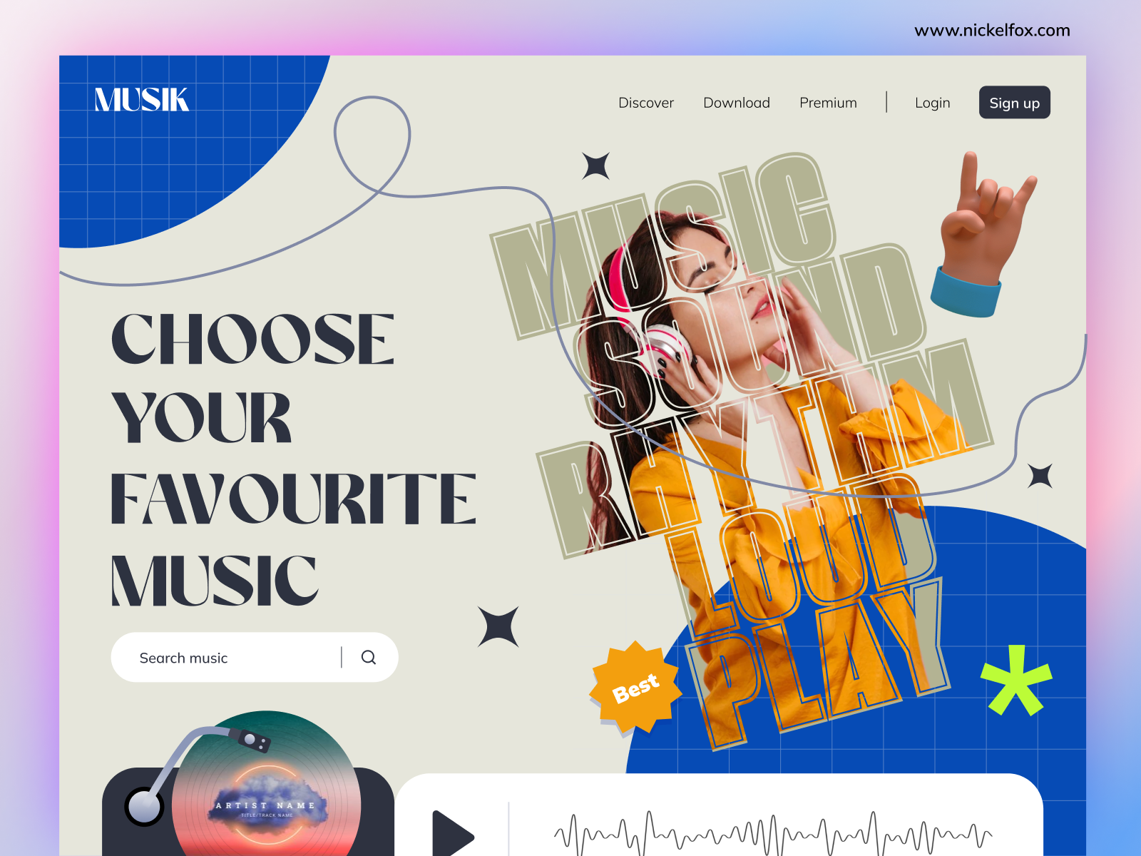 Example of Discover the Beat: Our Music Landing Page Design