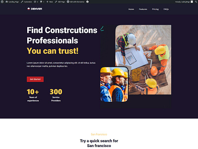 Construction Agency Landing Page Design by Zahid VA agency lading page astra theme customize elementor figma to wordpress landing page multivendor website theme customization web design wordpress customization wordpress expert wordpress landing page