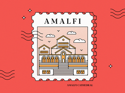 Postage Stamp of Amalfi, Italy amalfi architecture artwork building buildings design graphic design graphicdesign illustration italy italy illustration lineart stamp stamp collection stamp design vector vector graphics vectorart
