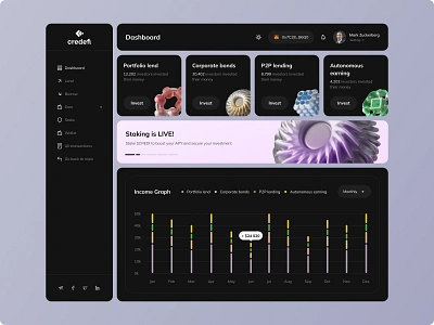 Credefi - Crypto Innovative lending analytic blockchain clean crypto crypto currency crypto website cryptocurrency dapp dashboard defi finance investment lending modern platform product design stake trading wallet web3