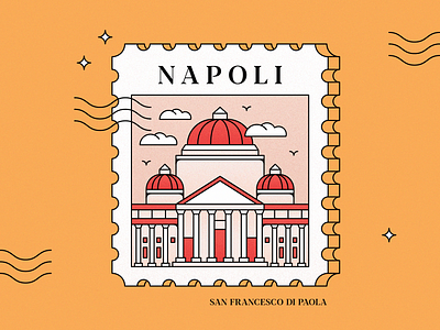 Postage Stamp of Napoli, Italy architecture building cathedral design graphic design graphicdesign illustration italy italy illustration lineart naples napoli stamp stamp collection stamp design travel travel illustration vector vector graphics vectorart