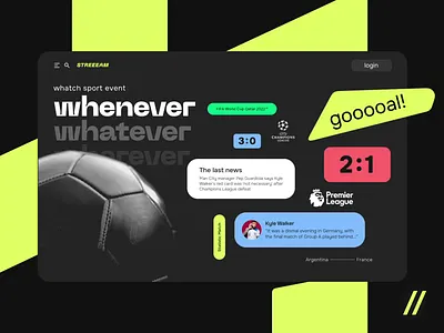 Sport Streaming Web Design animation app dashboard design design ui homepage landing landing page motion online sport stream streaming ui ux videos web web design web site web ui