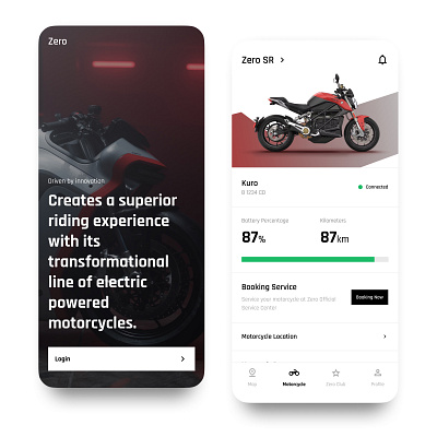 Zero Motorcycles Mobile App Exploration app design exploration figma mobile mobile design ui uiux ux zeromotorcycles