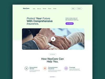 NexCare - Insurance Landing Page 3d app branding design ecommerce graphic design health health website illustration insurance website landing page logo medical minimalist ui ui design vector web dev website design