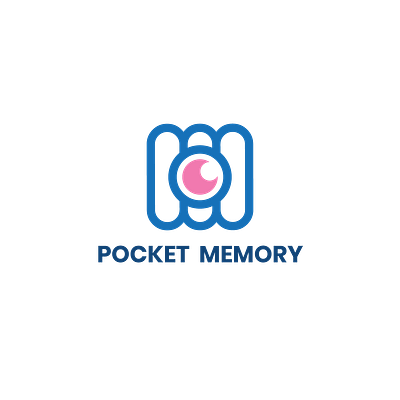 Pocket Memory abstract background banner blue card design illustration logo logoelegant logominimalist