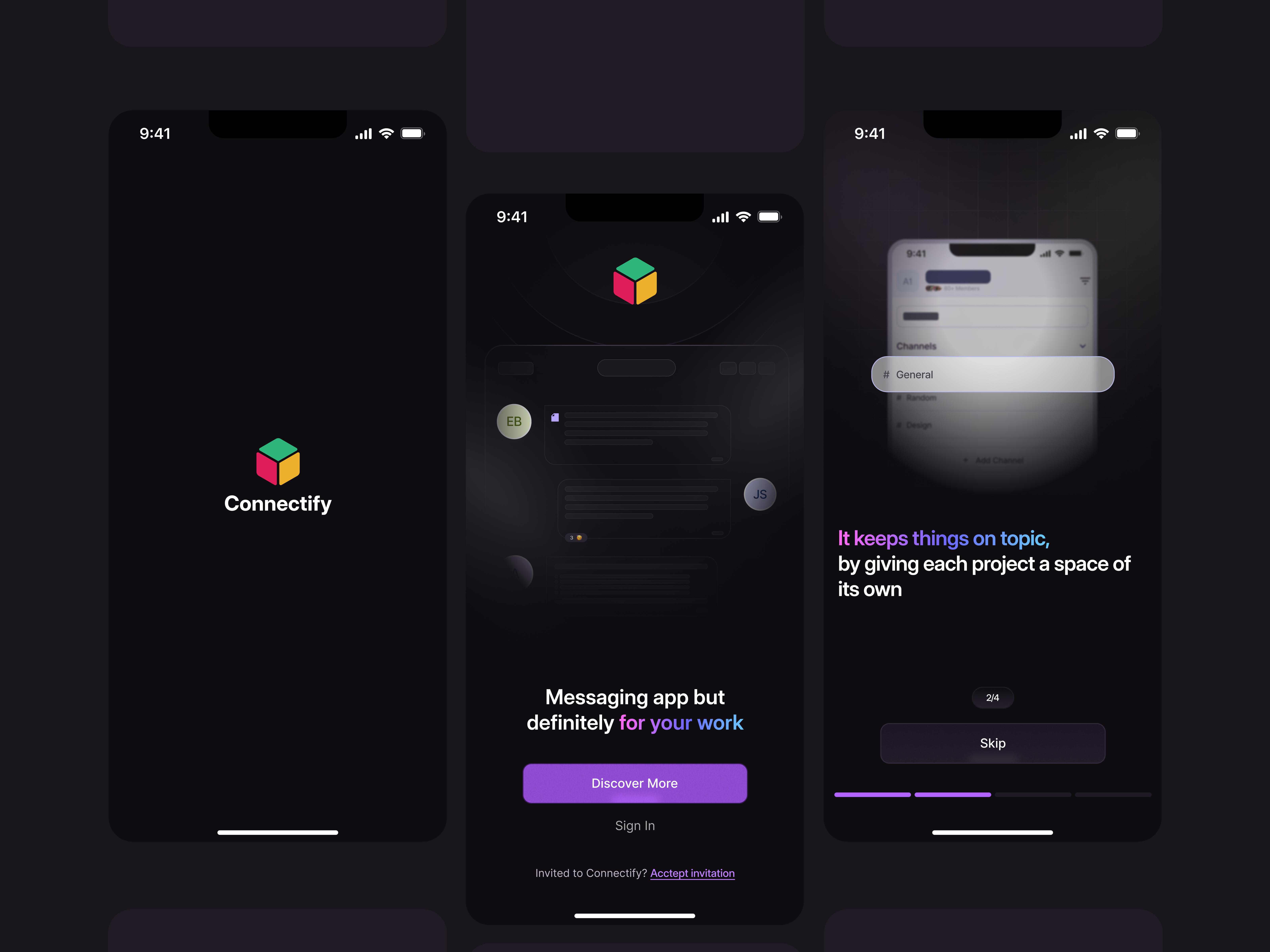 Connectify - Onboarding Screens design ios login logo mobile mobile app onboard onboarding product design screen signin ui user interface ux