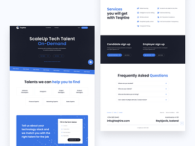 TeqHire – recruiting company website hiring landing page recruiting ui web design