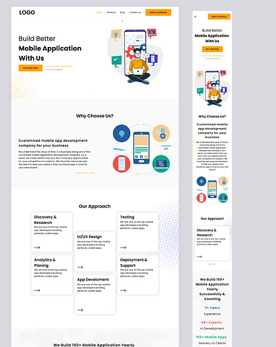 Mobile App Development Company Landing page app design adobe xd uiux xd graphic design illustration logo ui